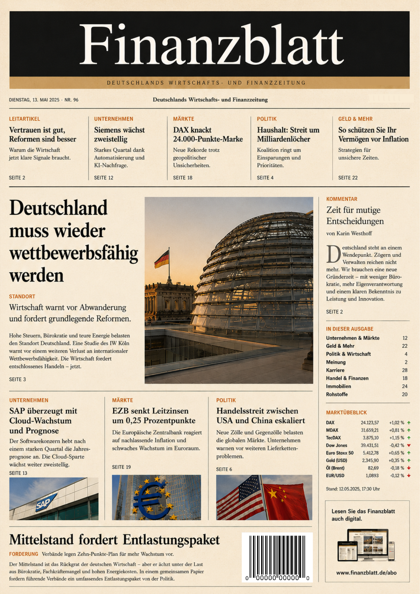 Aktuelles Titelbild des Finanzblatt
